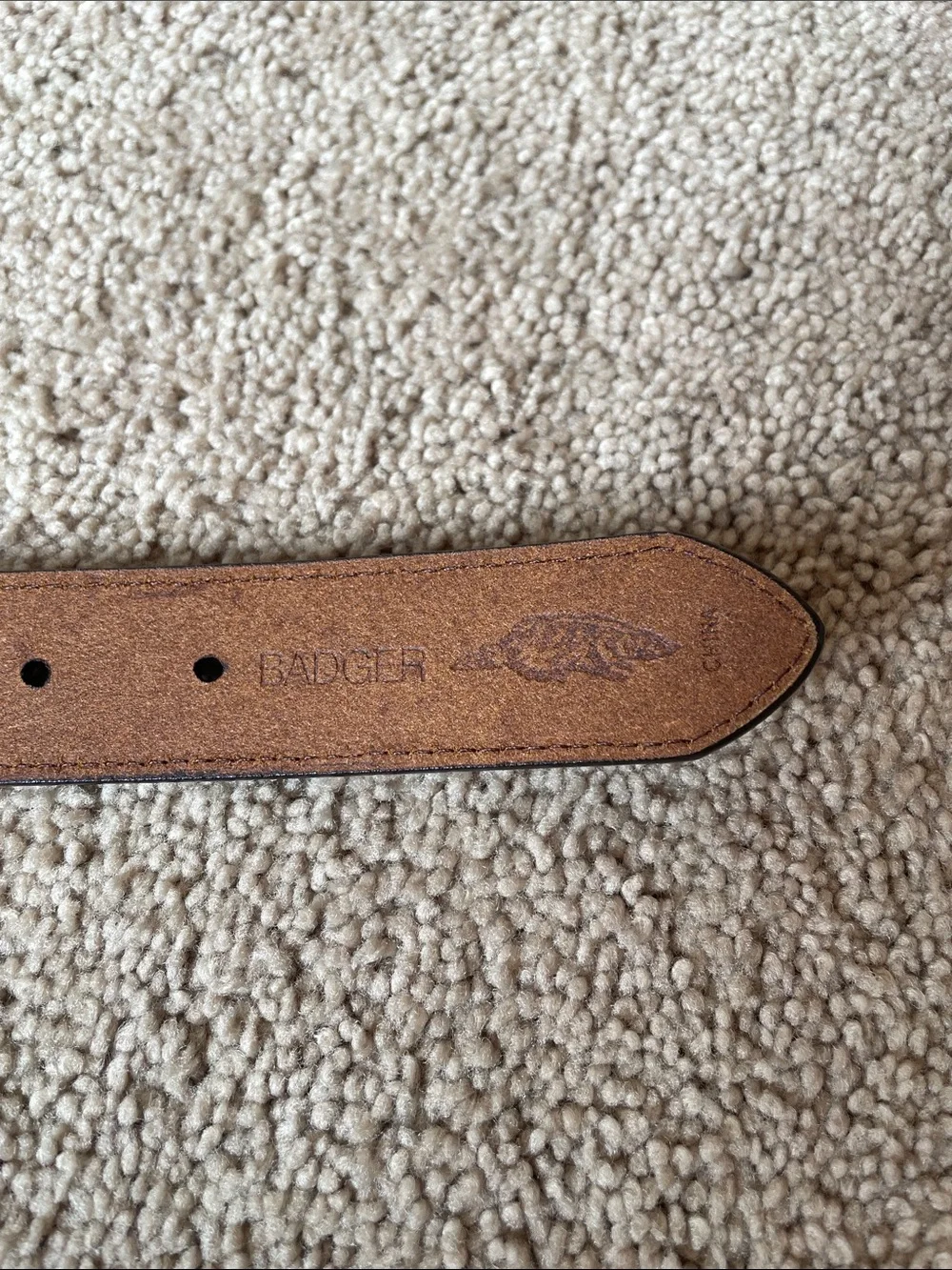 Badger Leather Brown & Camo Kids Belt with Shotgun Shell Boys 24 Western Hunting
